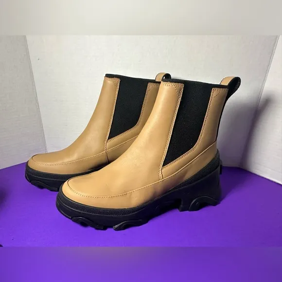 New SOREL Woman's Brex Waterproof Chelsea Boots TAWNY Buff Tan Waterproof 8.5