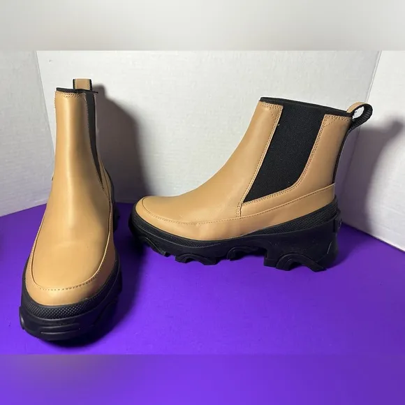 New SOREL Woman's Brex Waterproof Chelsea Boots TAWNY Buff Tan Waterproof 8.5