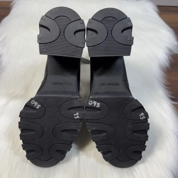 NEW Sorel Women's Size 9.5 Black Brex Bold‎ Zip Front Chunky Bootie Boots