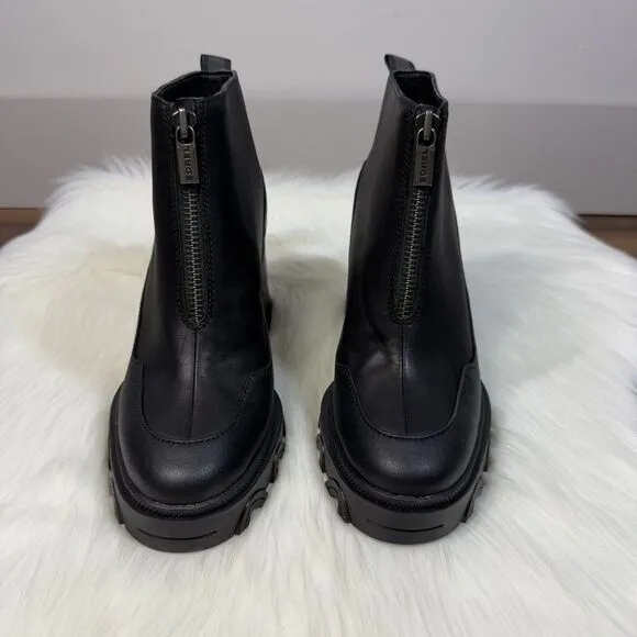 NEW Sorel Women's Size 9.5 Black Brex Bold‎ Zip Front Chunky Bootie Boots