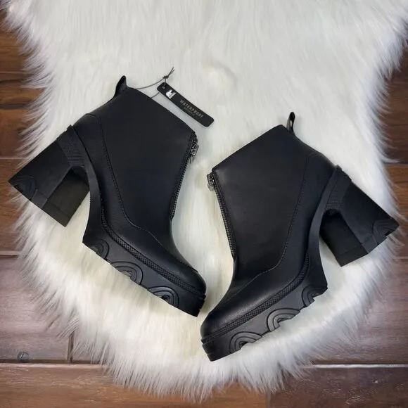 NEW Sorel Women's Size 9.5 Black Brex Bold‎ Zip Front Chunky Bootie Boots