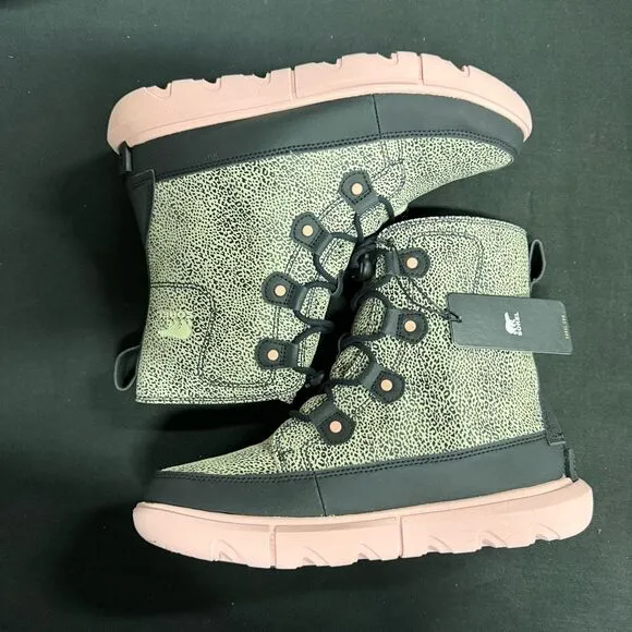 New Sorel Youth Explorer Lace Waterproof Boots 7 Chalk Black