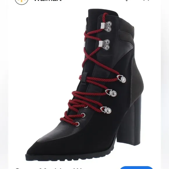NEW Steve Madden Womens Karey Leather PointToe MOTO Ankle Boots Black and Red 11