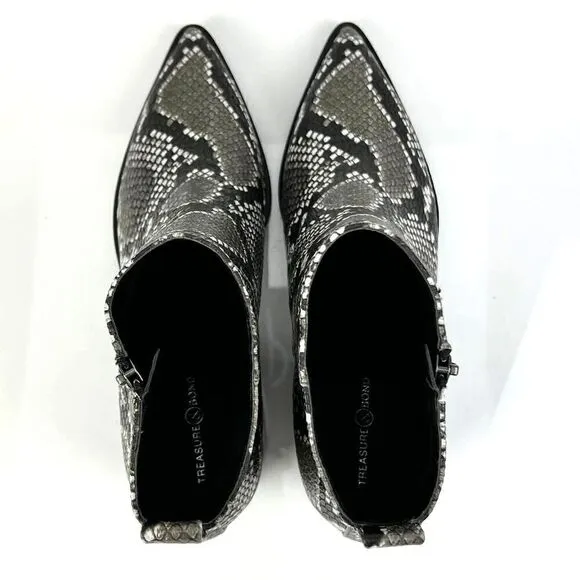 New Treasure &amp; Bond Women Pointed Toe Snake Print Bootie Ankle Boots Shoes US 8