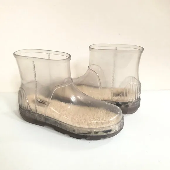 new UGG Clear Rain Boots removablesheepskin insole Branded Platform Driz…