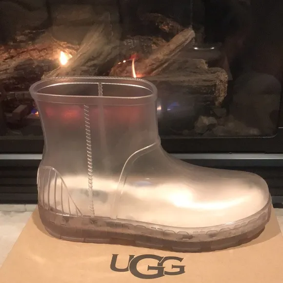 new UGG Clear Rain Boots removablesheepskin insole Branded Platform Driz…