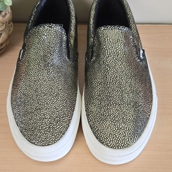 NEW Vans 8 Classic Slip On Metallic Gold Dots Low Top Sneakers SK8 Shoes 9.5
