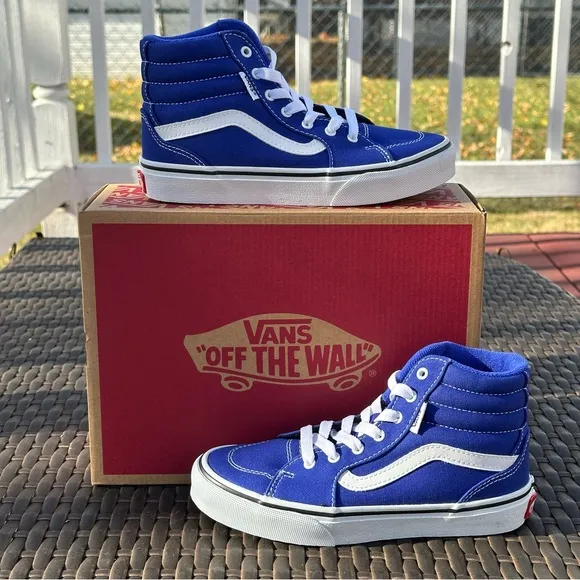 New Vans Filmore High Top Sneakers, Rare Royal Blue, Kids, Youth, Sizes 1 2 3