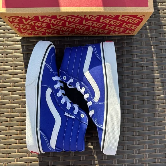 New Vans Filmore High Top Sneakers, Rare Royal Blue, Kids, Youth, Unisex, 1 2 3