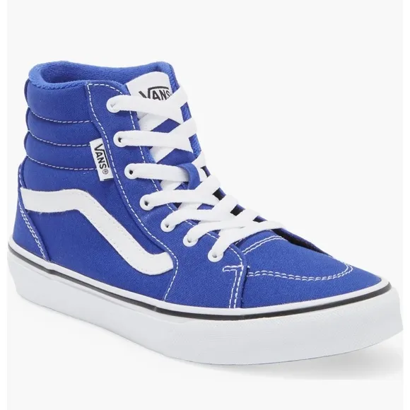 New Vans Filmore High Top Sneakers, Rare Royal Blue, Kids, Youth, Unisex, 1 2 3