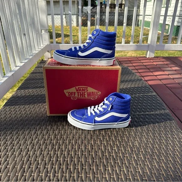 New Vans Filmore High Top Sneakers, Rare Royal Blue, Kids, Youth, Unisex, 1 2 3