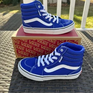 New Vans Filmore High Top Sneakers, Rare Royal Blue, Kids, Youth, Unisex, 1 2 3