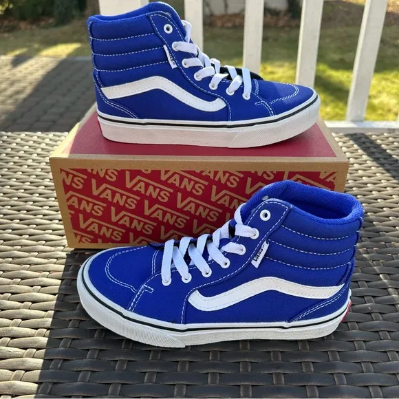 New Vans Filmore High Top Sneakers, Rare Royal Blue, Kids, Youth, Unisex, 1 2 3