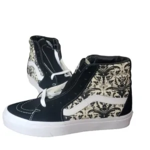 New Vans Sk8 Hi Skull Tapestry Black White High Top Sneakers Punk Goth Skater