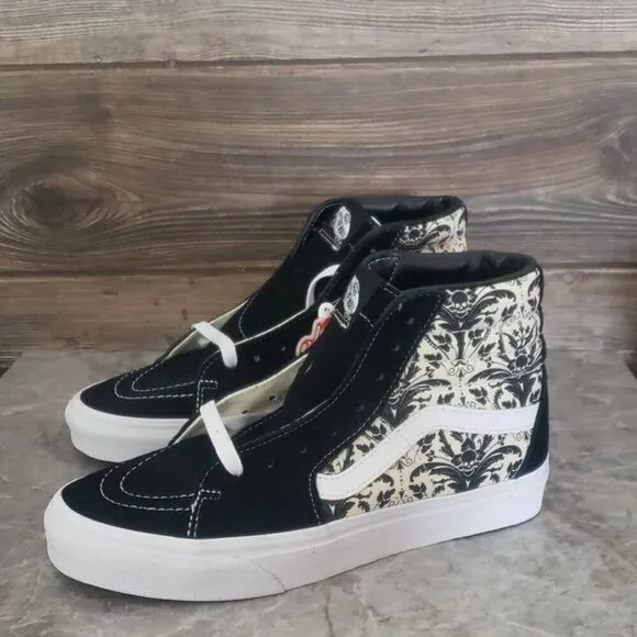 New Vans Sk8 Hi Skull Tapestry Black White High Top Sneakers Punk Goth Skater