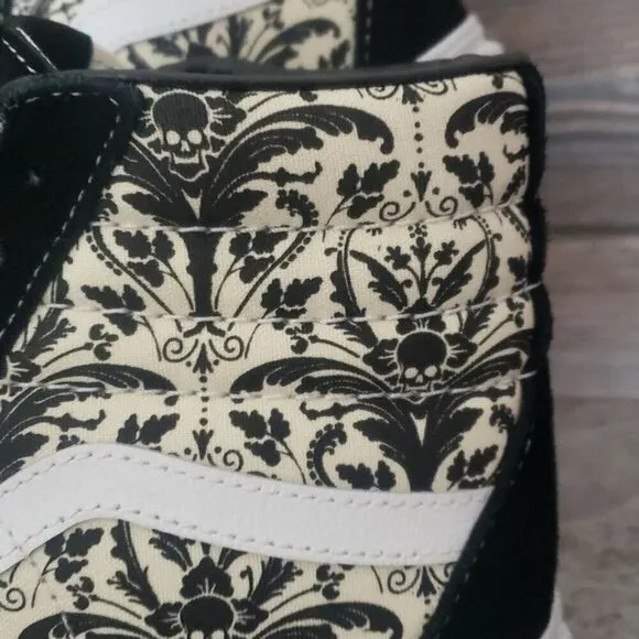 New Vans Sk8 Hi Skull Tapestry Black White High Top Sneakers Punk Goth Skater