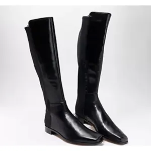 New Vince Camuto Librina Leather Tall Shaft Pointed Toe Boots Black Size 10M