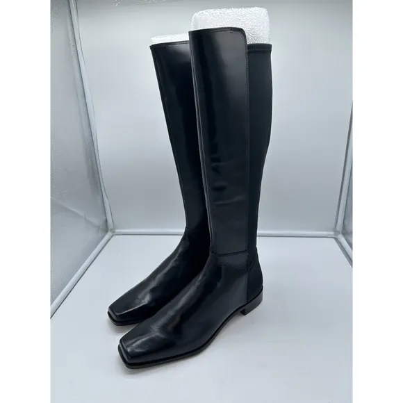 New Vince Camuto Librina Leather Tall Shaft Pointed Toe Boots Black Size 10M