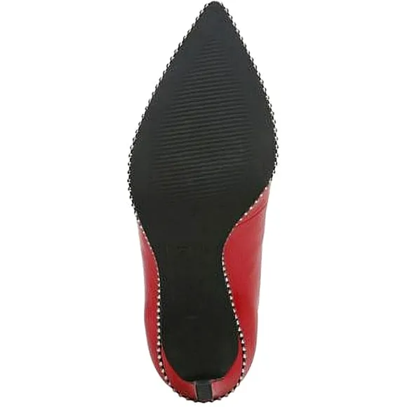 New w/Box Bar III Briget Red Faux Leather Front Zip Ball-Chain Dress Ankle Boots
