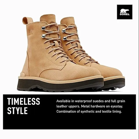 New w/Box Sorel Hi-Line Lace Up Waterproof Suede Lug Sole Ankle Boots Size 9.5