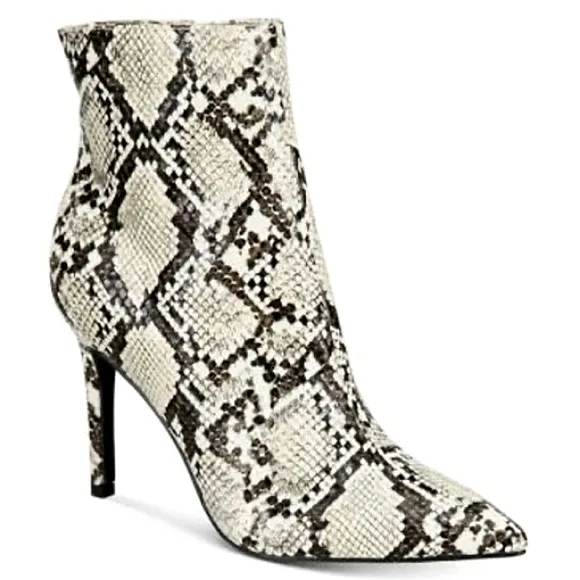 New w/Box Thalia Sodi Rylie Snake Embossed Side-Zip Pointy-Toe Ankle Dress Boots