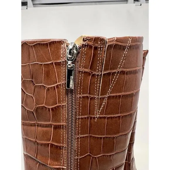 NEW WOMEN'S SCHUTZ Raff Croc-Embossed Leather Platform Boots US SZ 10.5 B  NWB
