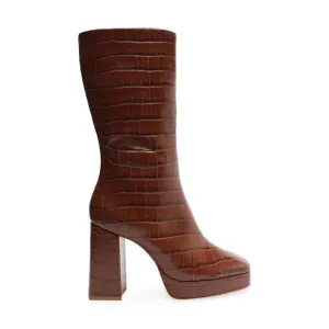 NEW WOMEN'S SCHUTZ Raff Croc-Embossed Leather Platform Boots US SZ 10.5 B  NWB