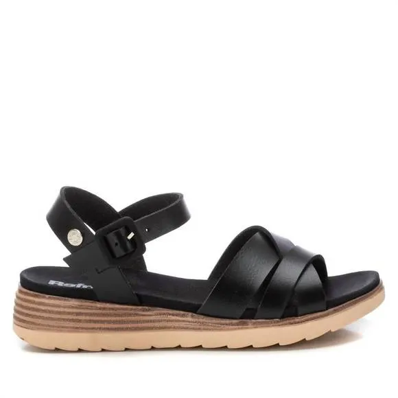 NEW XTI women's low wedge sandals in black