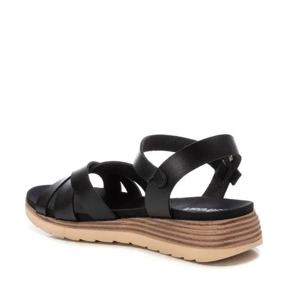 NEW XTI women's low wedge sandals in black