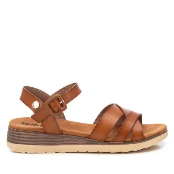 NEW XTI women's low wedge sandals in camel