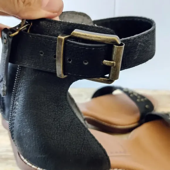 NEW Zodiac Black Block Heel Ankle Strap Sandals Sz 8M Studded Embellished