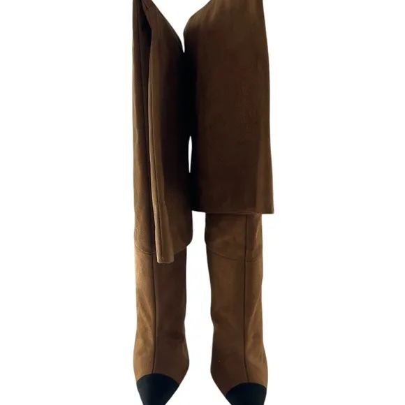 NIB Good American Over the Knee Slouch Pointed Toe Brown Boots 4