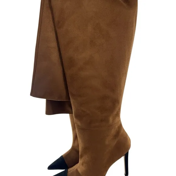 NIB Good American Over the Knee Slouch Pointed Toe Brown Boots 4