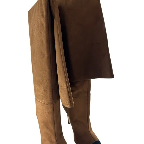 NIB Good American Over the Knee Slouch Pointed Toe Brown Boots 4
