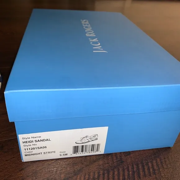 NIB Jack Rogers Heidi Blue Stripe Bow Sandals 9.5