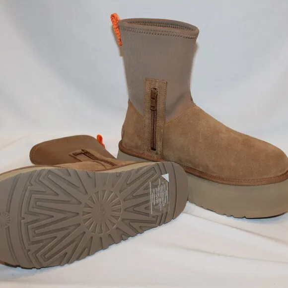 NIB UGG WOMEN'S‎ CLASSIC DIPPER SUEDE SHEARLING LINED BOOTS CHESTNUT SZ 9