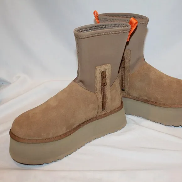NIB UGG WOMEN'S‎ CLASSIC DIPPER SUEDE SHEARLING LINED BOOTS CHESTNUT SZ 9