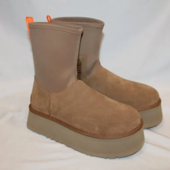 NIB UGG WOMEN'S‎ CLASSIC DIPPER SUEDE SHEARLING LINED BOOTS CHESTNUT SZ 9