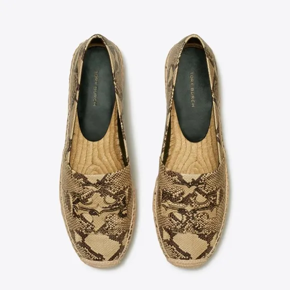 NIB with dust bag TORY BURCH Snakeskin Espadrille Loafers 7.5