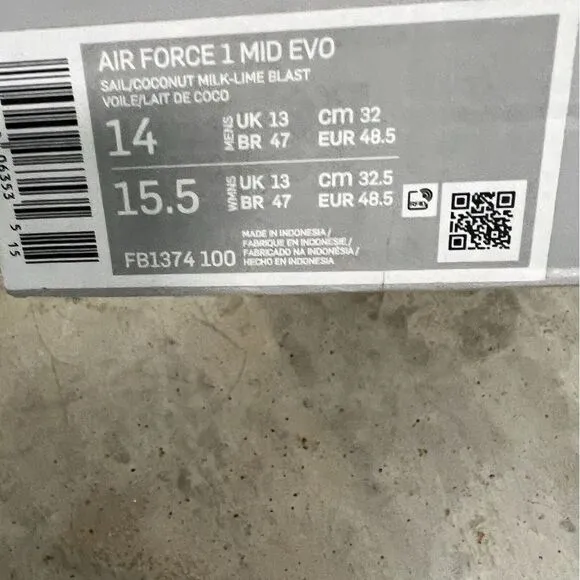 Nike Air Force 1 Mid EVO New AF1 Basketball  FB1374-100 Mens Size 14
