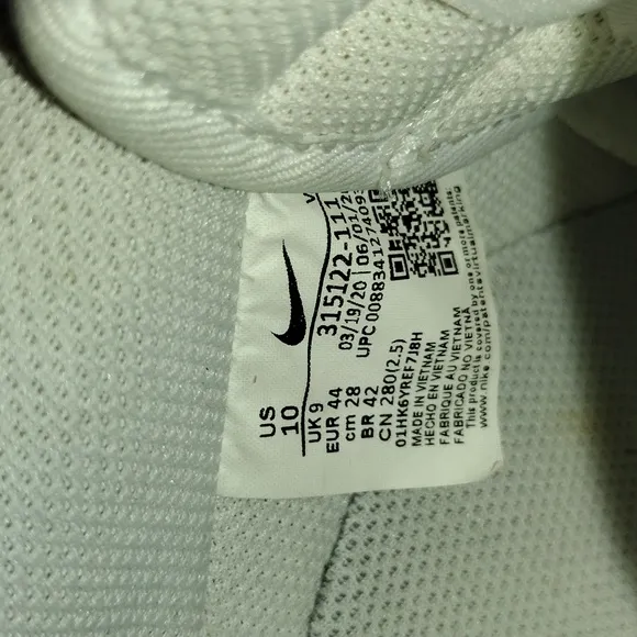 Nike Air Force 1 Size 10 All White Classic Sneakers Shoes Triple Staple AF1