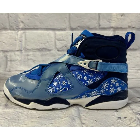 Nike Air Jordan 8 Snowflake 6.5 Y Retro 305368-400 Blue Basketball Shoe Sneaker