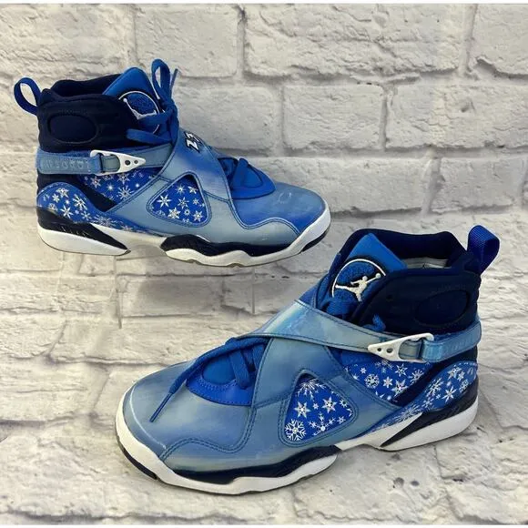 Nike Air Jordan 8 Snowflake 6.5 Y Retro 305368-400 Blue Basketball Shoe Sneaker