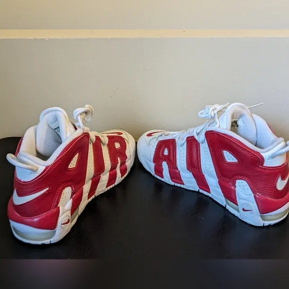 Nike Air More Uptempo  White Red Youth 5.5 Women's 8-8.5 Basketball Snea…