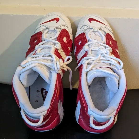 Nike Air More Uptempo  White Red Youth 5.5 Women's 8-8.5 Basketball Snea…