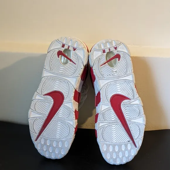 Nike Air More Uptempo  White Red Youth 5.5 Women's 8-8.5 Basketball Snea…