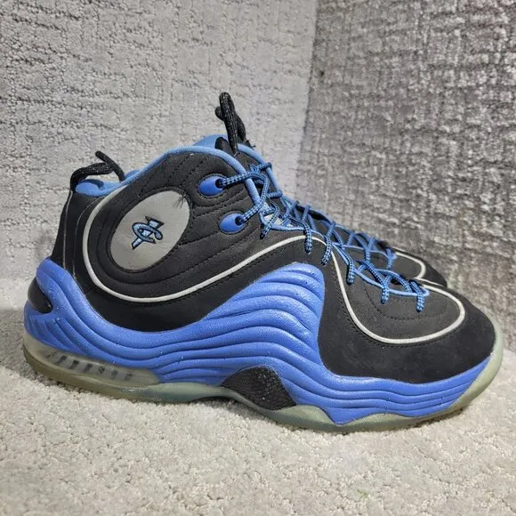Nike Air Penny II Men's Size 9 US Black Blue Basketball Sneakers 333886-005