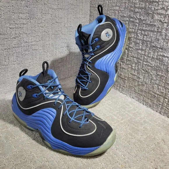 Nike Air Penny II Men's Size 9 US Black Blue Basketball Sneakers 333886-005
