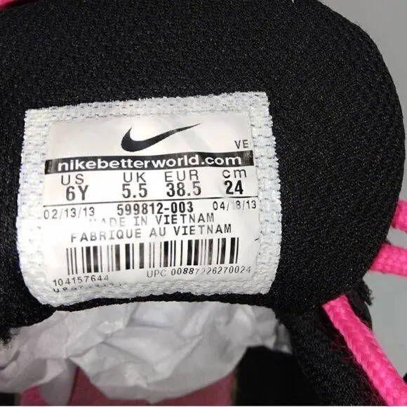 Nike Air Turf Raider Girl's Pre-owned Black/Pink Basketball Sneakers - sz. 6Y