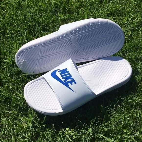 NIKE BENASSI SLIDES JUST DO ITWHITE ROYALS BLUES
